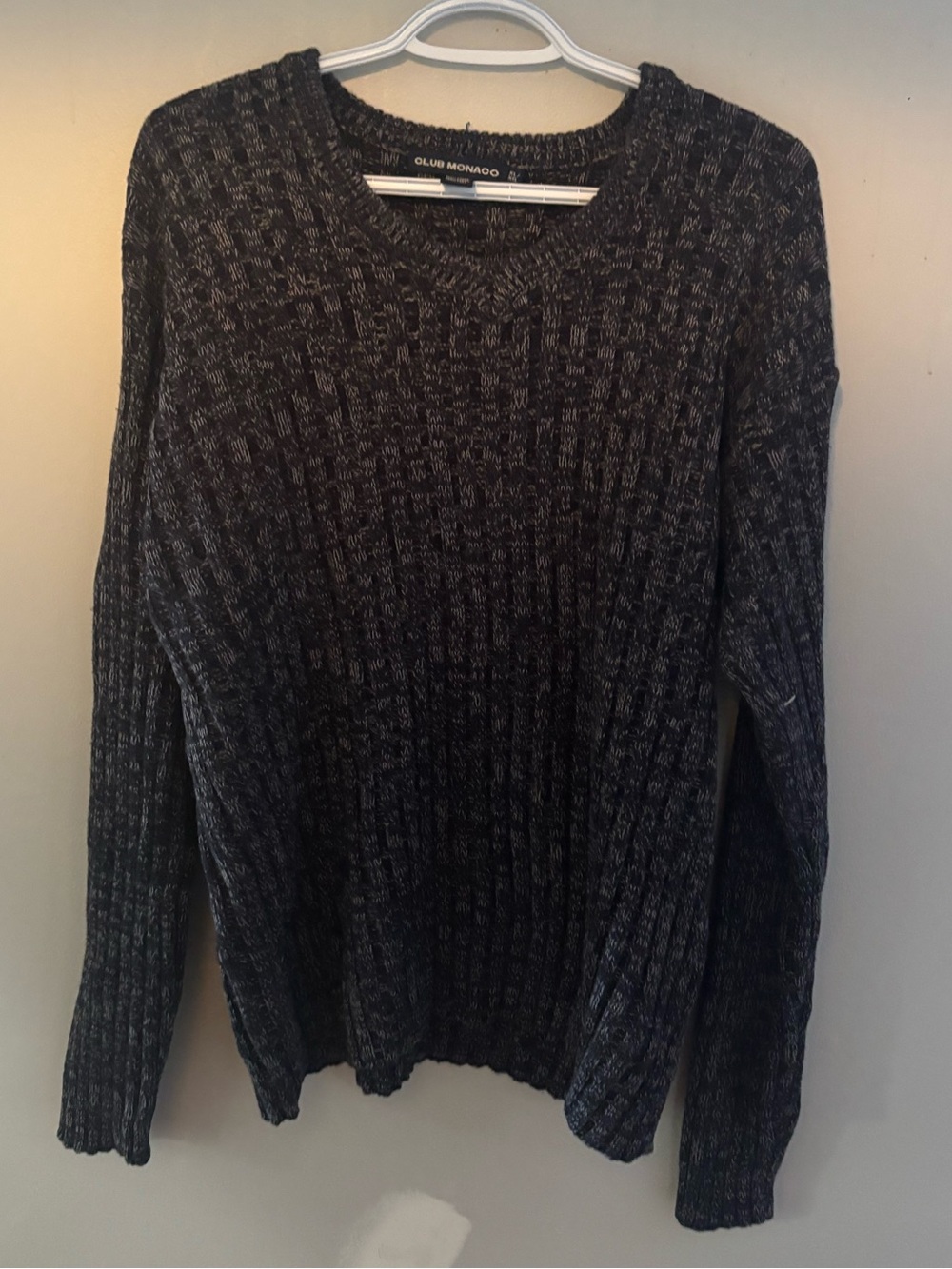 Vintage Club Monaco Cotton Grandma Cottagecore Chunky Sweater XL Black - Picture 3 of 6